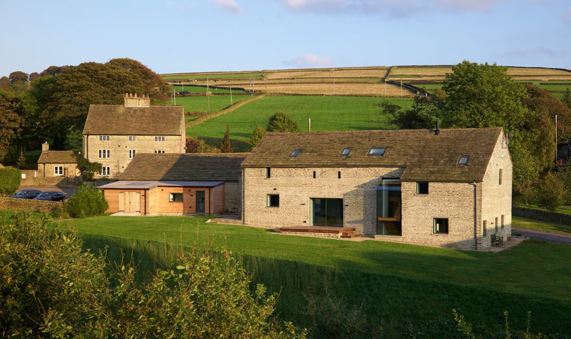 barn conversion and farmhouse with views of surrounding farmland and hills