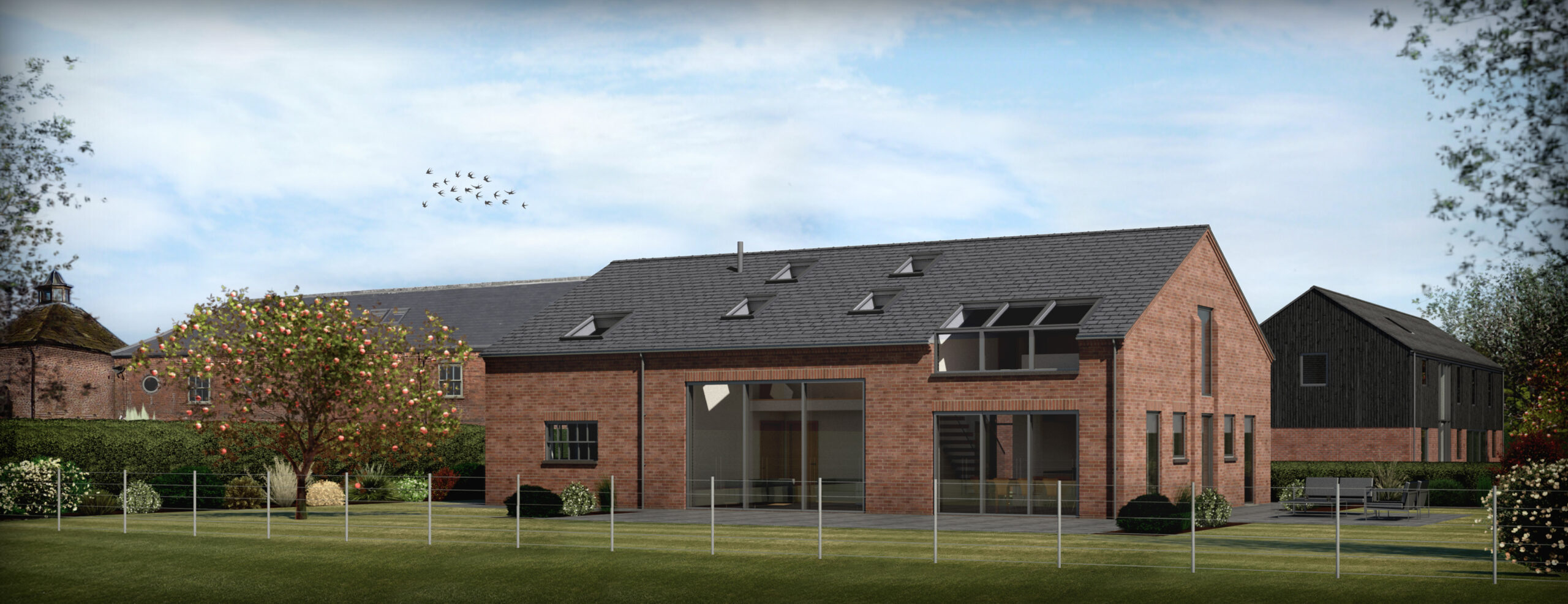 a revit generated image of the rear of bay tree barn