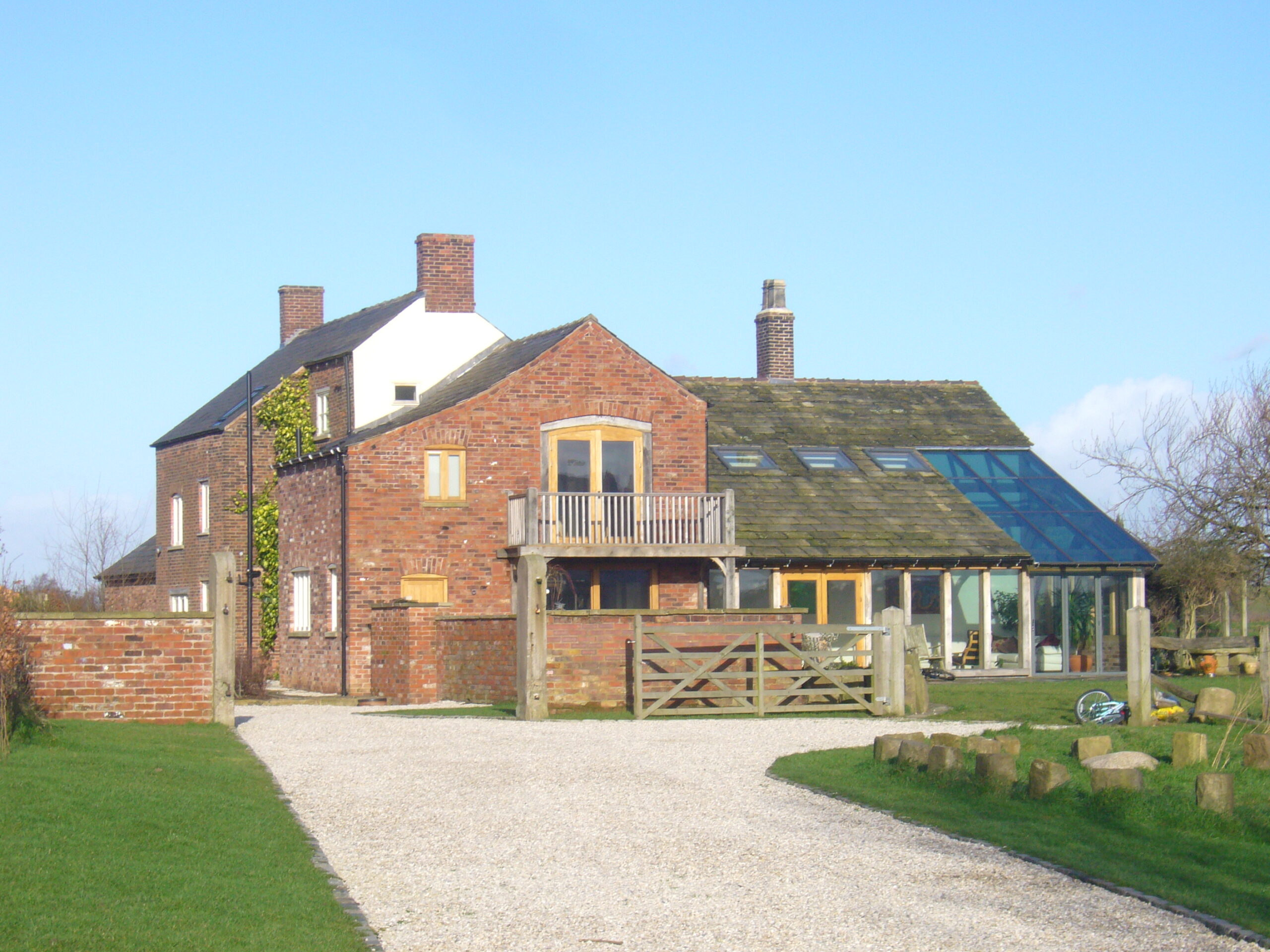 New extensions to Bank Farm House using Oak, brick and glass