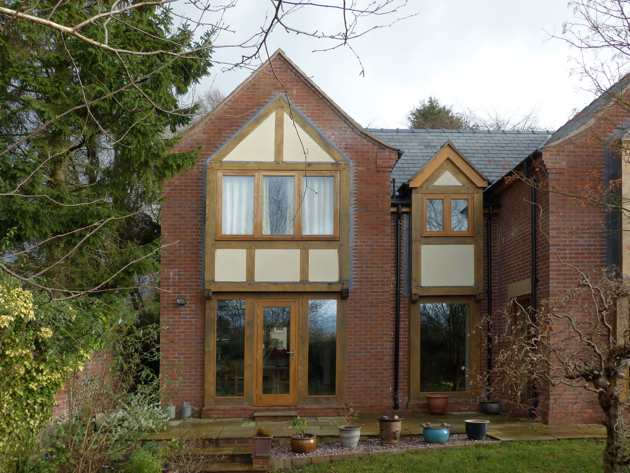 rear elevation with oak framed glazing