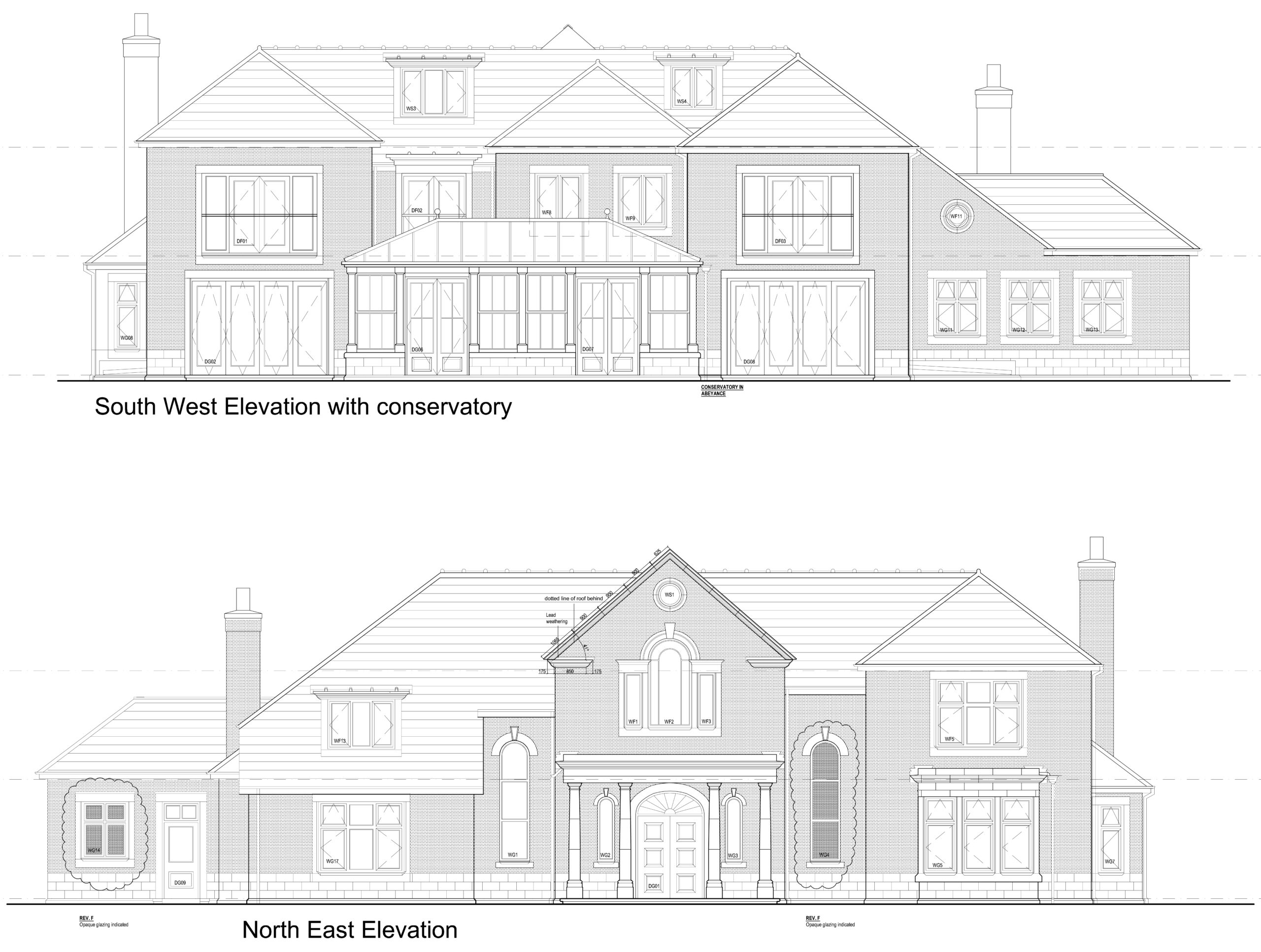 Prestbury Road elevations line drawings of key elevations of Prestbury Road