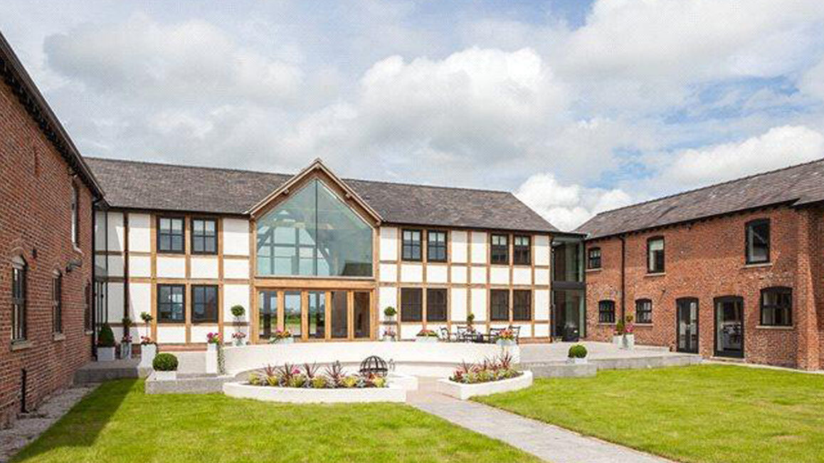 Gleave House Farm internal courtyard area at Gleave House Farm with converted barns and replacement dwelling