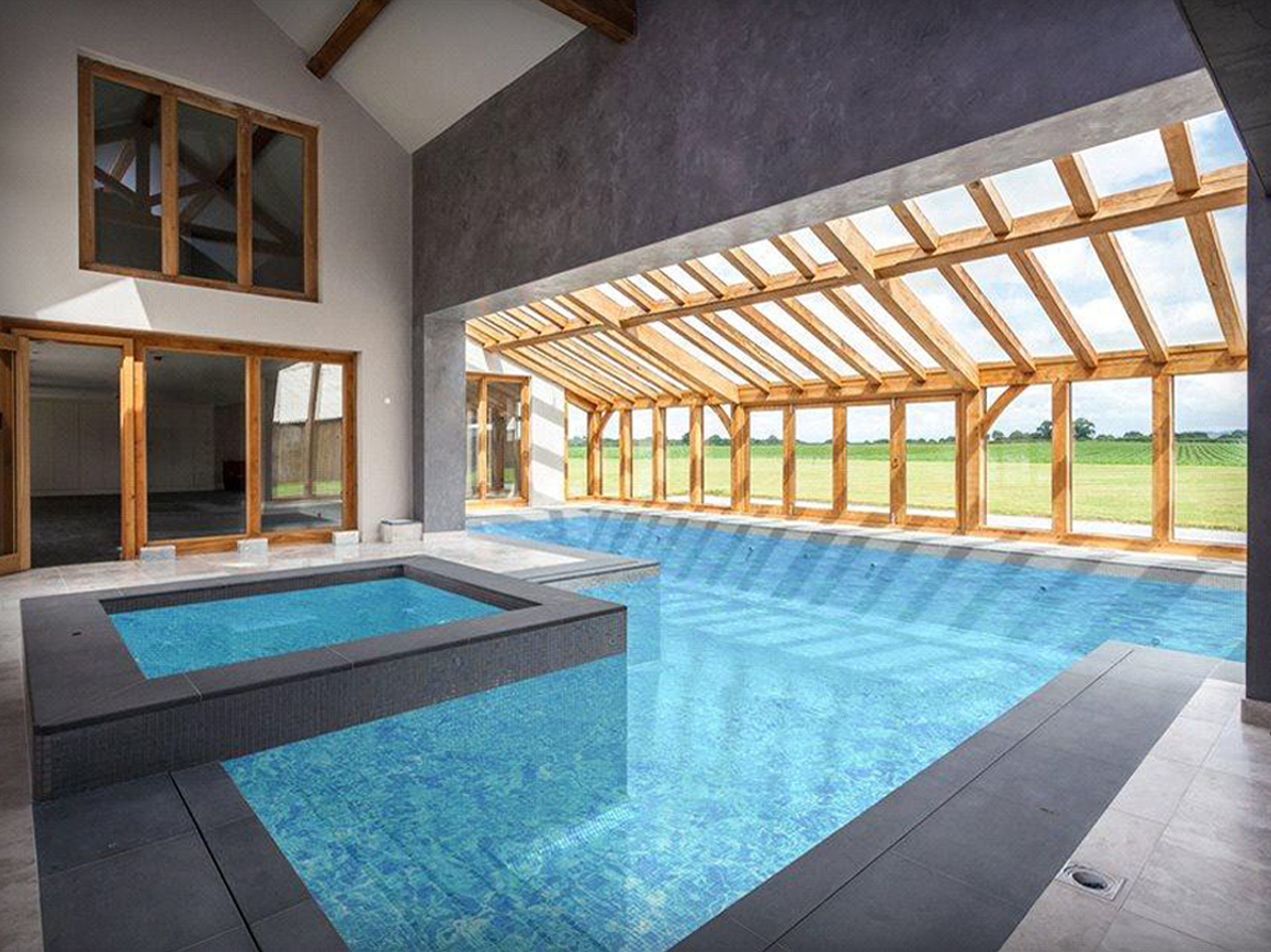 Gleave House Farm pool pool and jacuzzi at Gleave House Farm with views out to the surrounding countryside