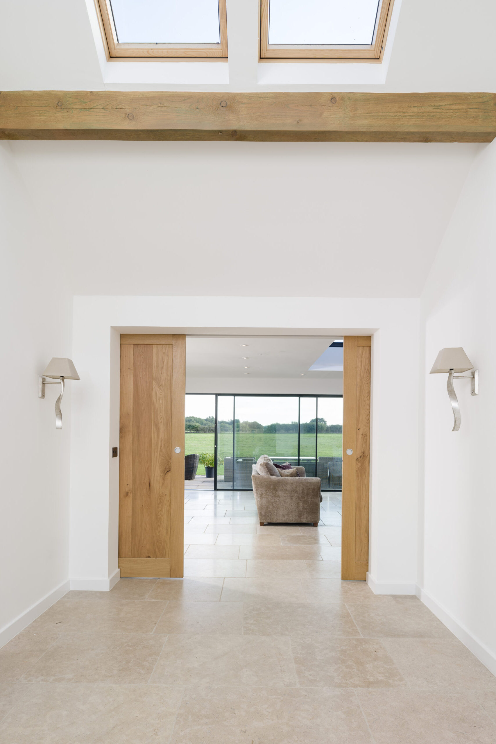 view from hall looking through the kitchen/living space onto the rear garden