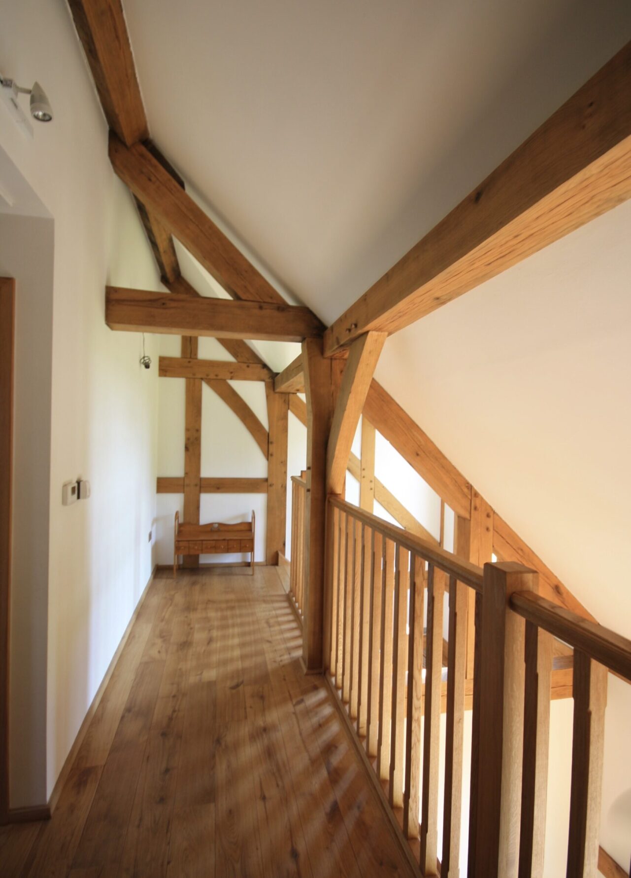oak frame exposed at landing