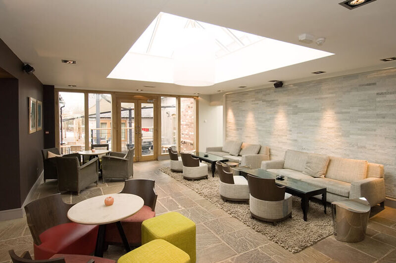 new restaurant/bar area at Cock O'Barton with roof lantern