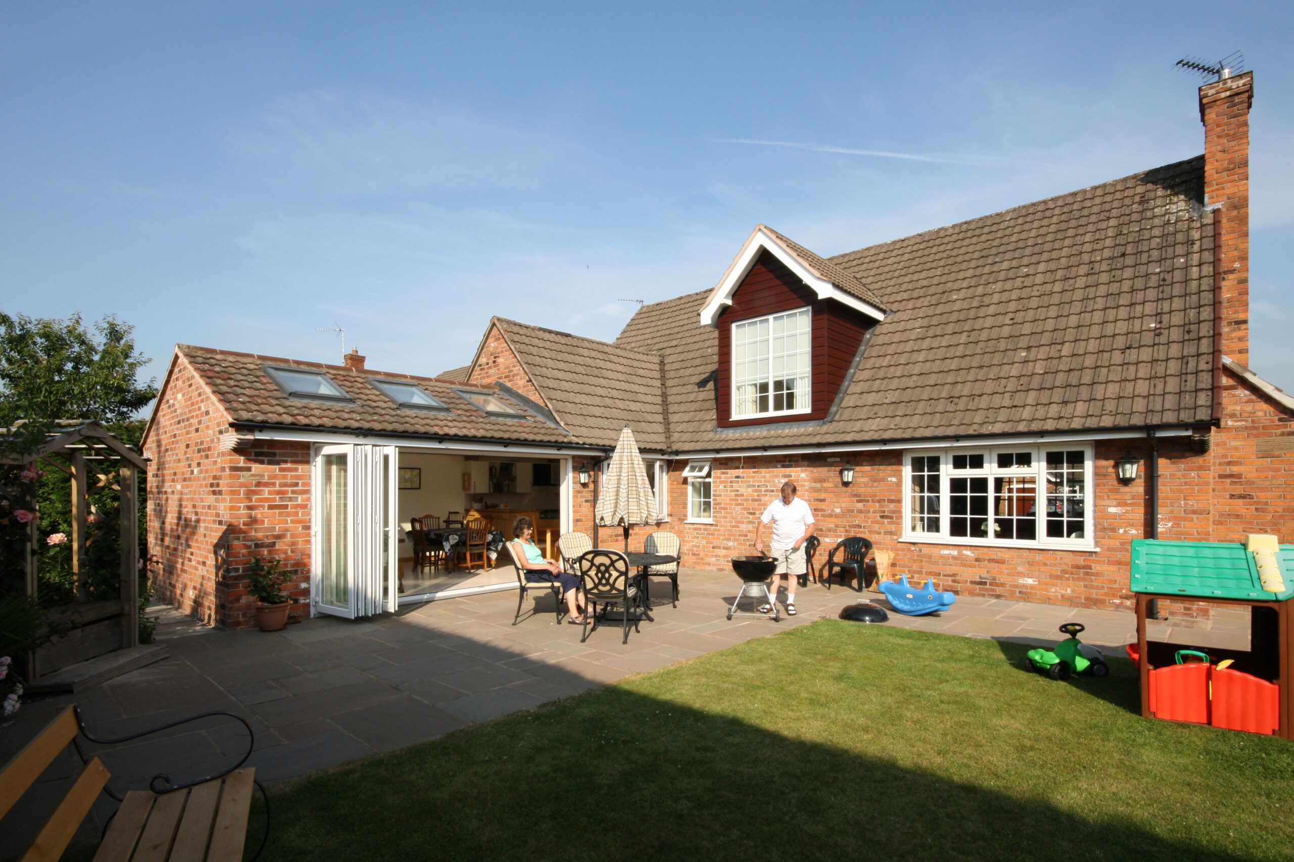 single storey rear extensions with external patio and rear garden