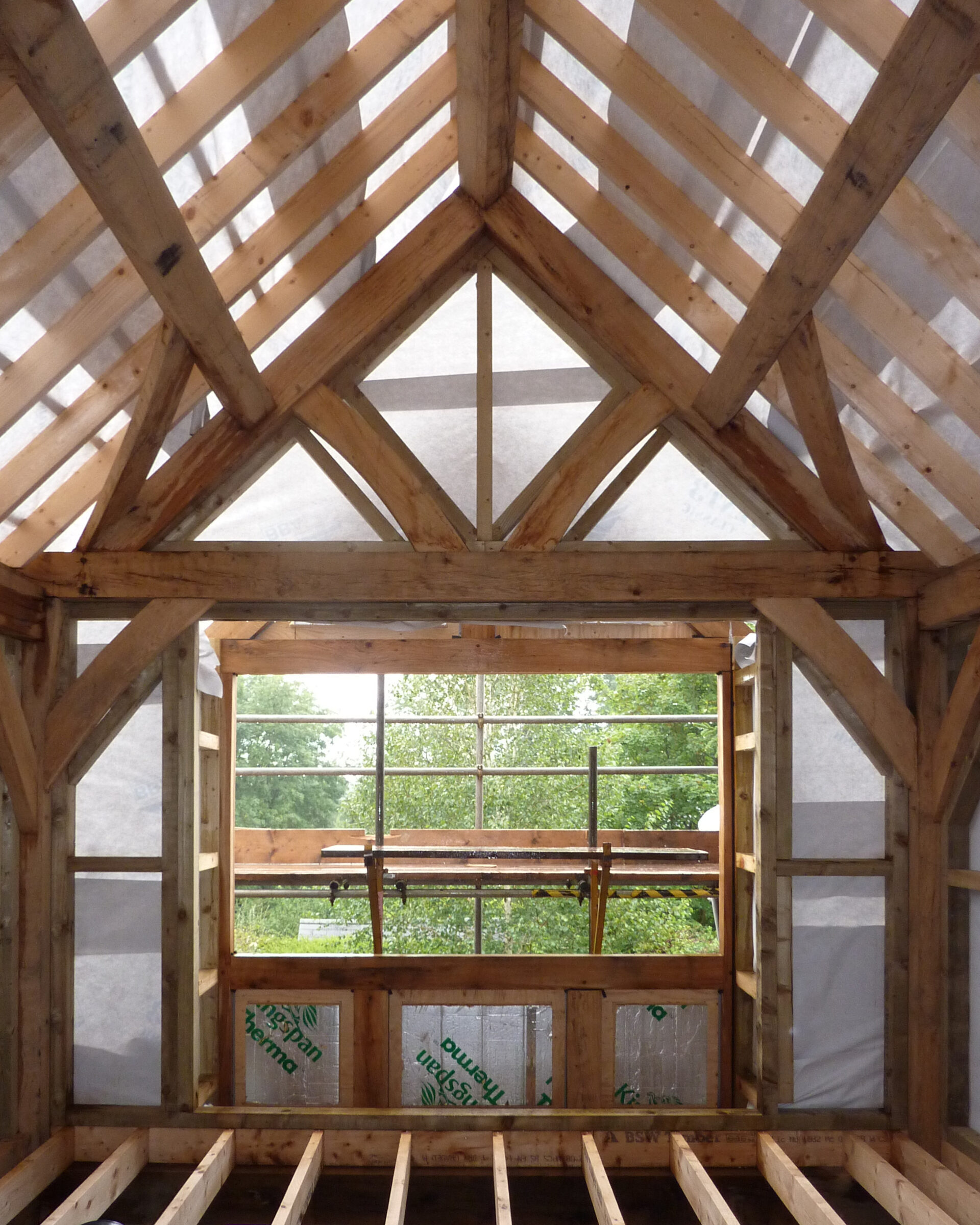 complete oak structure at Byrons Lane