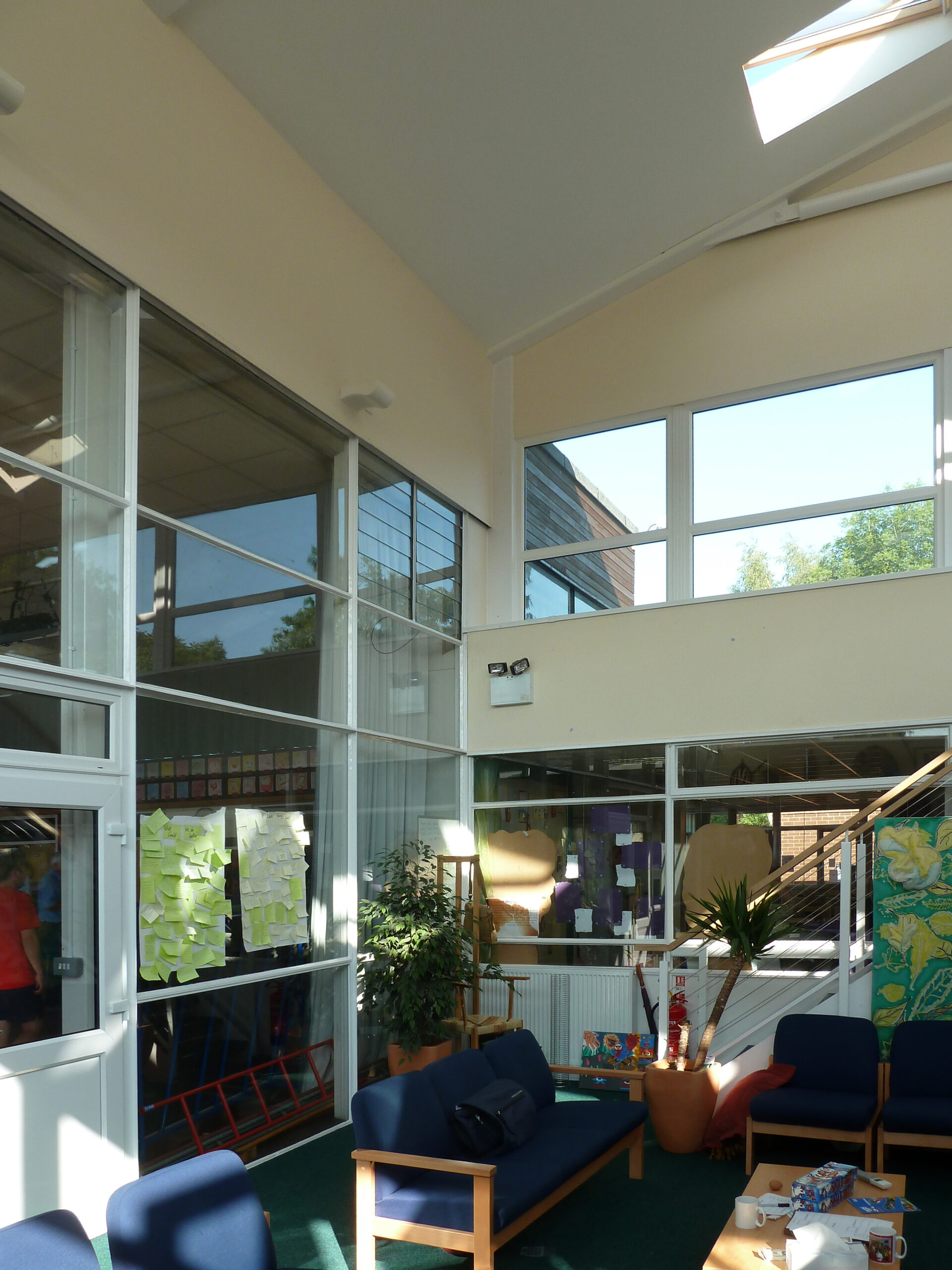 ground floor new staff room with tall glazing at Black Firs Primary School