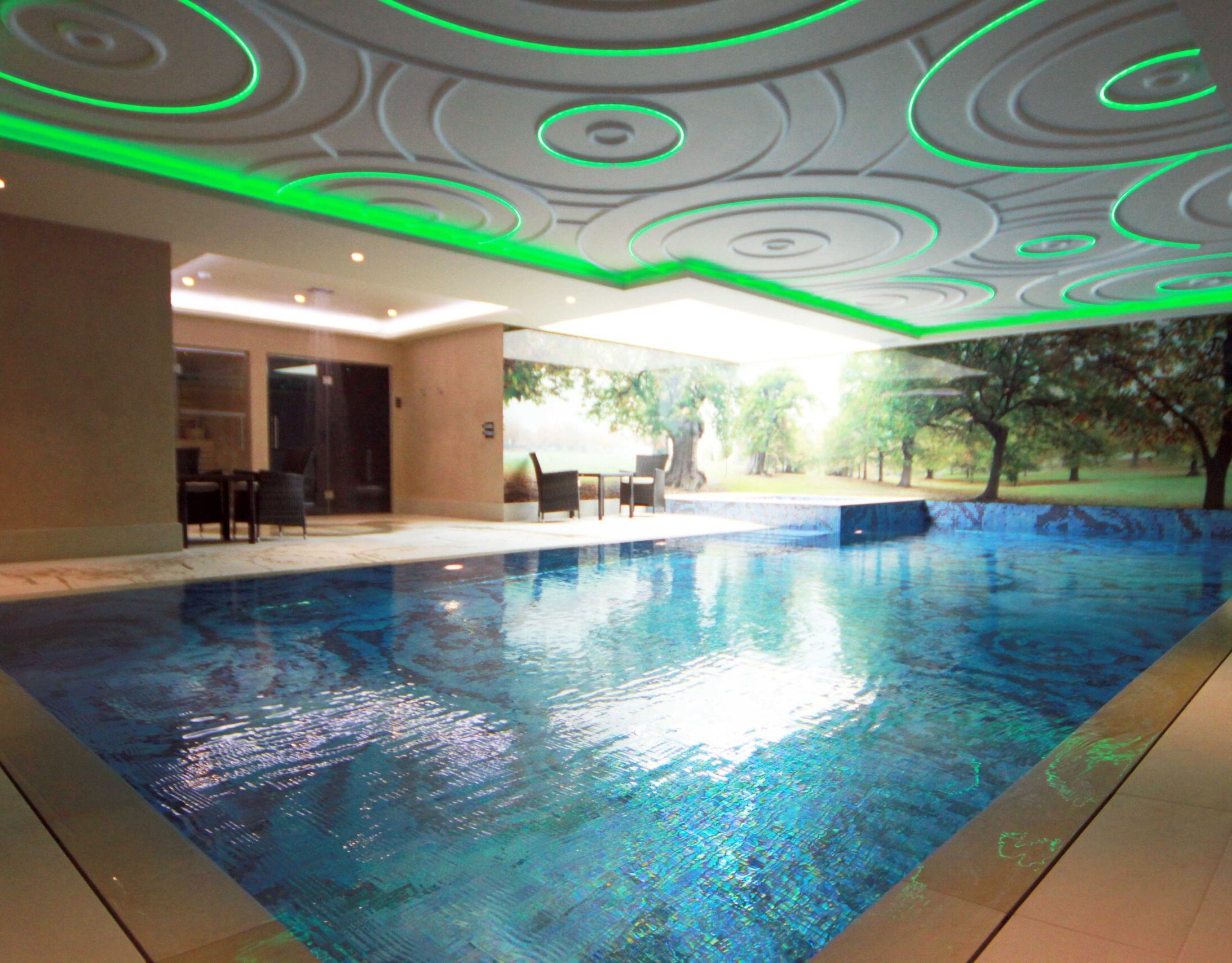Prestbury Road pool Internal pool at Prestbury Road with high quality finishes to coffered ceiling, walls and pool surfaces