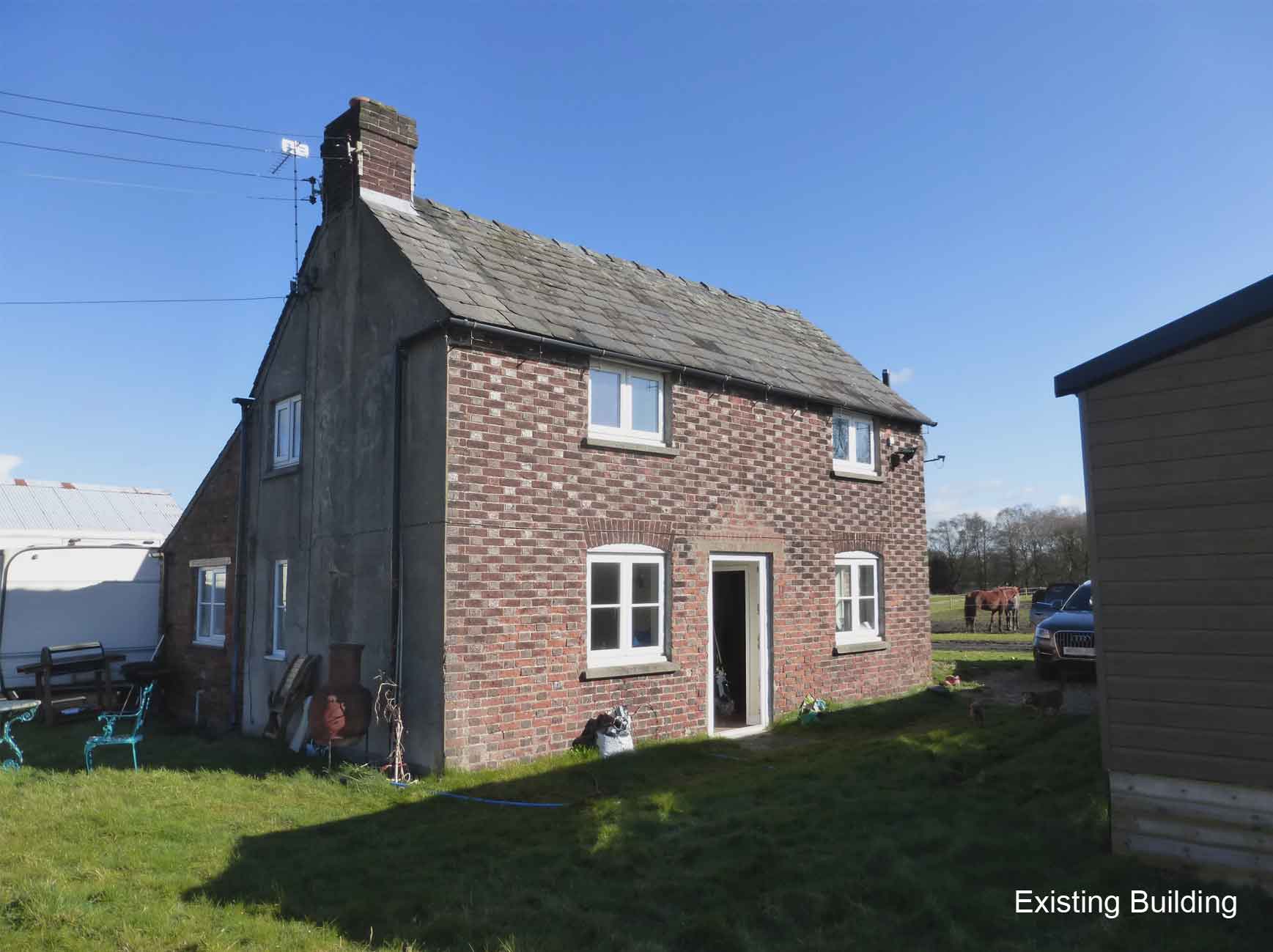 existing dwelling at Fir Tree Farm before development