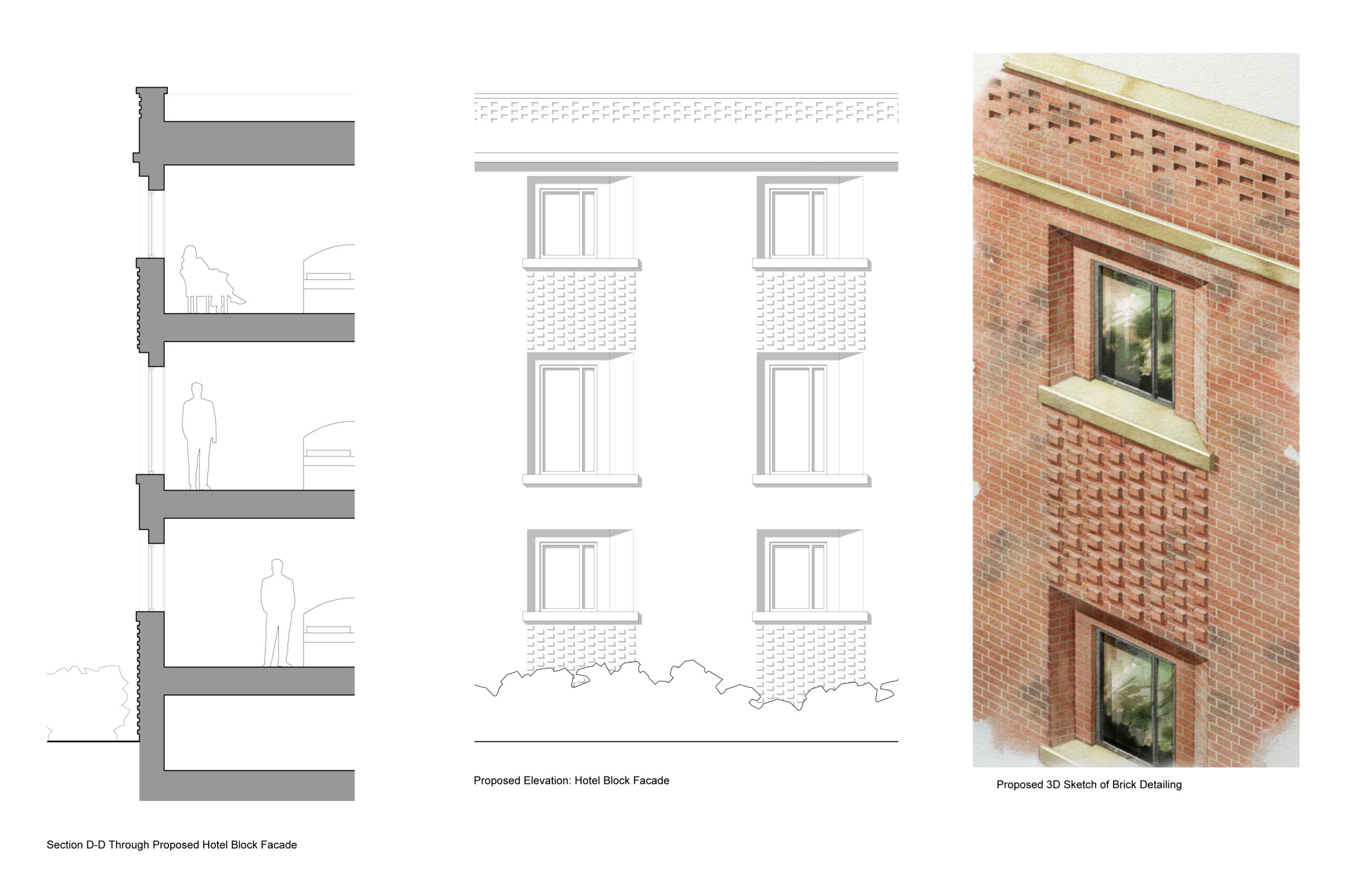 Technical Design_Detail 01 technical drawings of brick facade with bespoke detailing