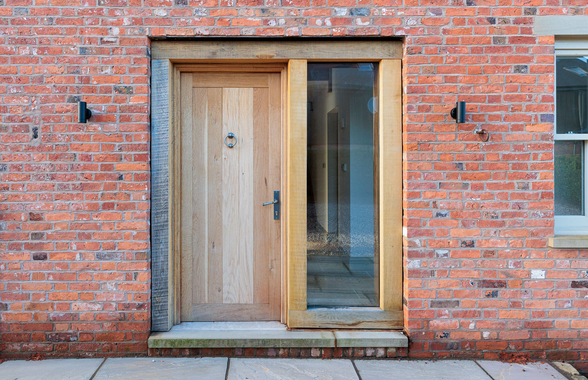 Main entrance to the Coach House Unit 2, Oak door with side glazing panel